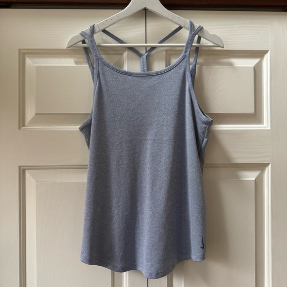 Set of 2 Nike Yoga Strappy Ribbed Tank Tops Blue and Pink Women’s size Medium - Picture 4 of 16